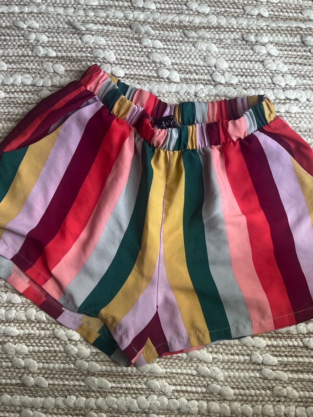 fab'rik Multicolor Vertical Stripe High-Waist Shorts